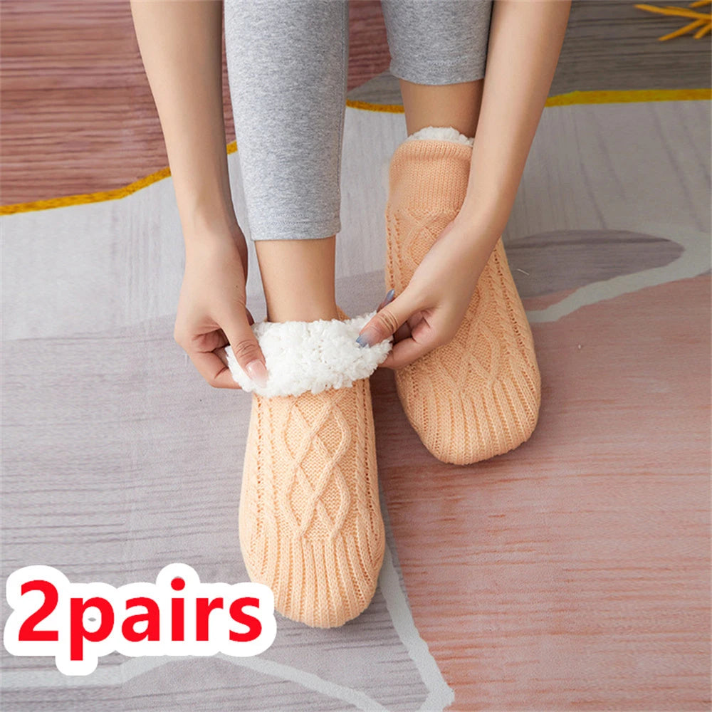 Winter Woolen Socks Women Thicken Warm Home Bedroom Socks Slippers Men Non-slip Foot Warmer Snow Socks Calcetines Mujer 