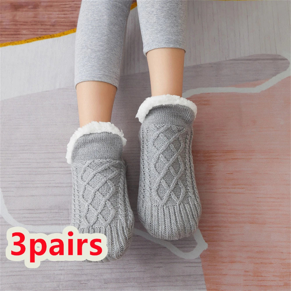 Winter Woolen Socks Women Thicken Warm Home Bedroom Socks Slippers Men Non-slip Foot Warmer Snow Socks Calcetines Mujer 