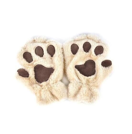 Winter Lovely Half Cover Paw Bear Cat Claw Gloves Short Finger 