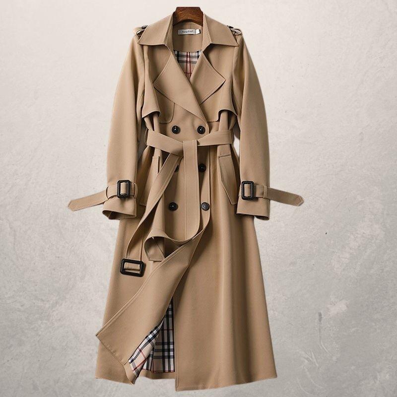 Women's Mid-length Trench Coat Autumn Long Windbreaker 