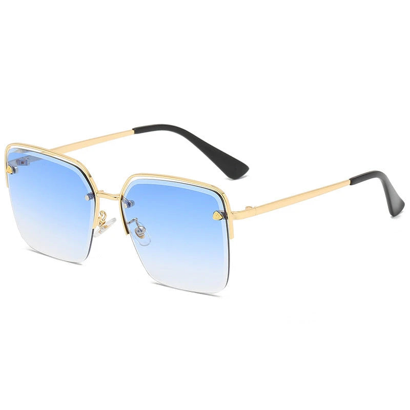 Personality Trend Sunglasses Summer Half Metal Frame Two-color Gradient PC Lens Fashion Glasses 