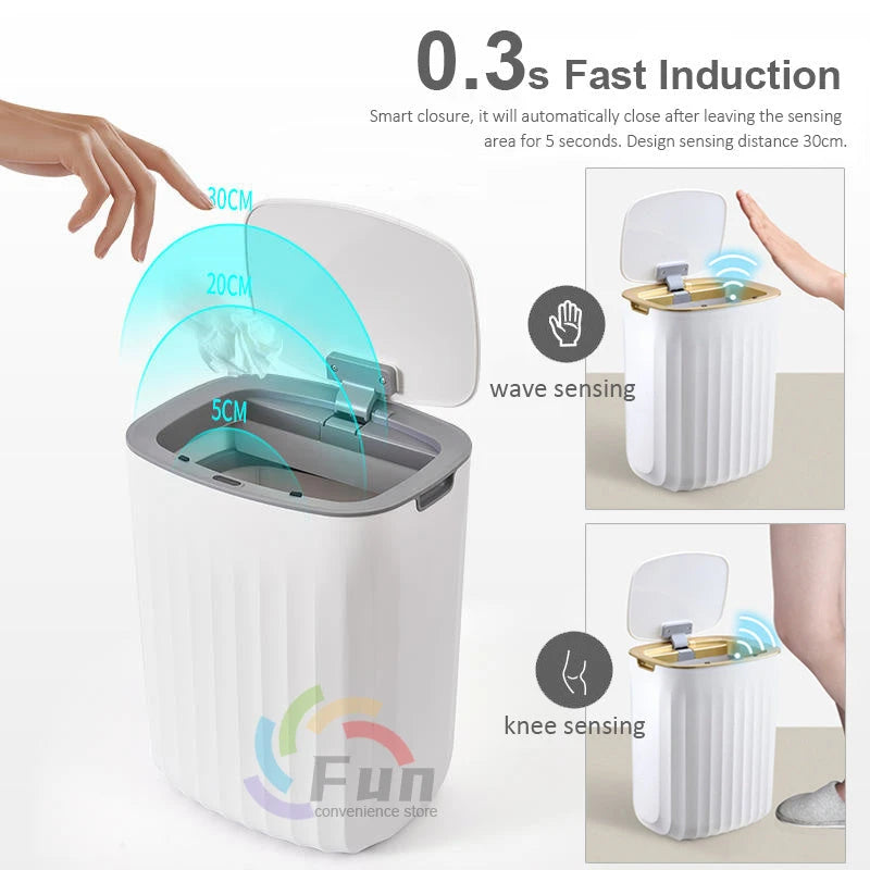 Smart Trash Can With Lid For Bedroom And Living Room Kitchen Storage Box Trash Can Induction Small Car Box Automatic Smart Dustbin Smart Trash Bin 