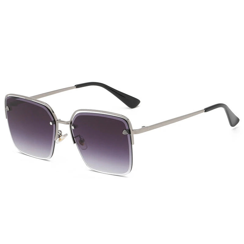 Personality Trend Sunglasses Summer Half Metal Frame Two-color Gradient PC Lens Fashion Glasses 