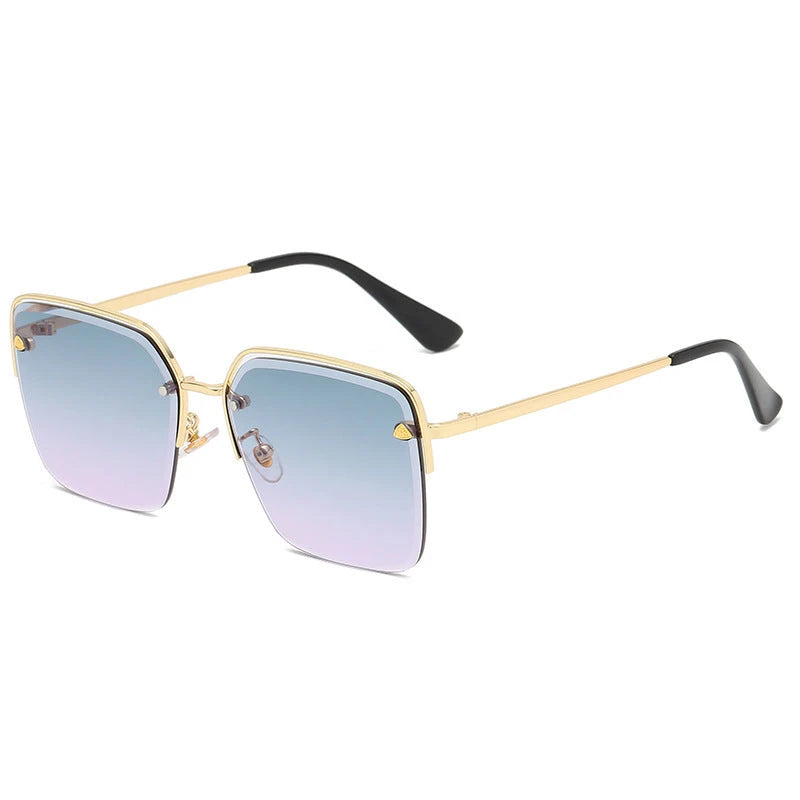 Personality Trend Sunglasses Summer Half Metal Frame Two-color Gradient PC Lens Fashion Glasses 