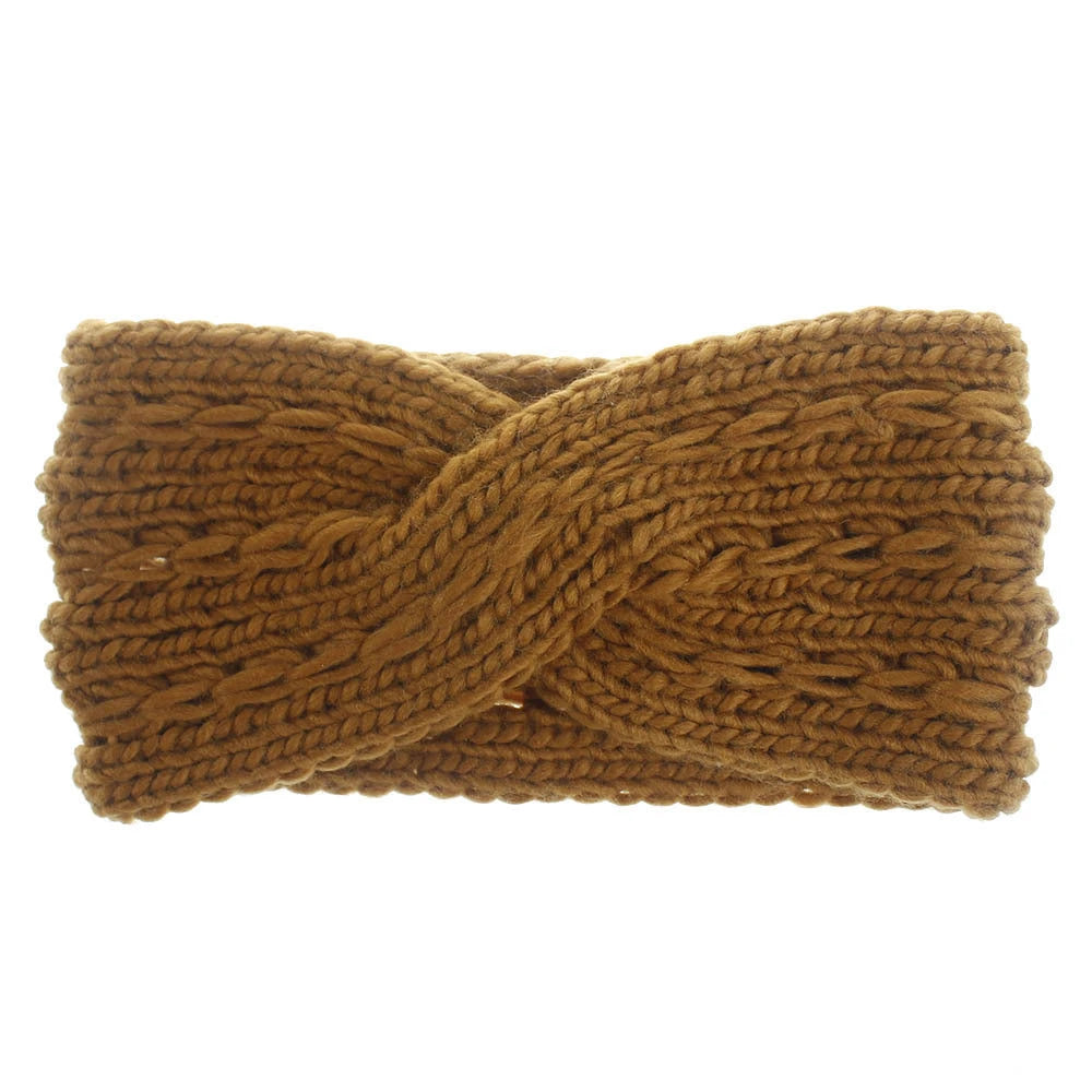 Acrylic Thick Wool Knitted Headband Diagonally Crossed Hair Accessories For Women 