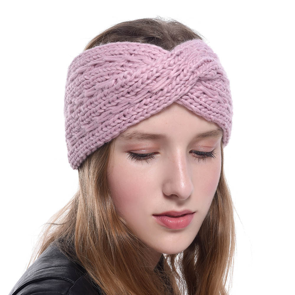 Acrylic Thick Wool Knitted Headband Diagonally Crossed Hair Accessories For Women 