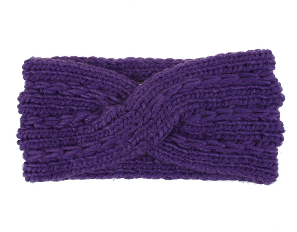 Acrylic Thick Wool Knitted Headband Diagonally Crossed Hair Accessories For Women 