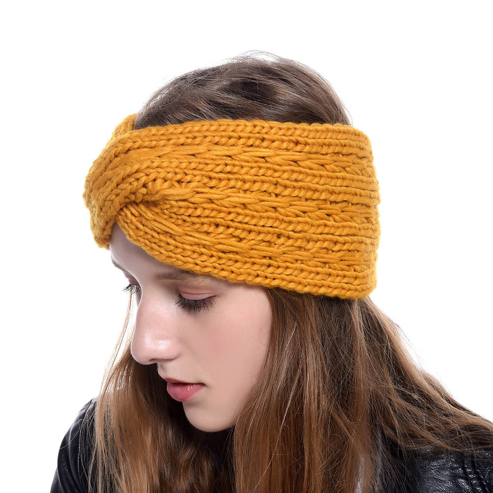 Acrylic Thick Wool Knitted Headband Diagonally Crossed Hair Accessories For Women 