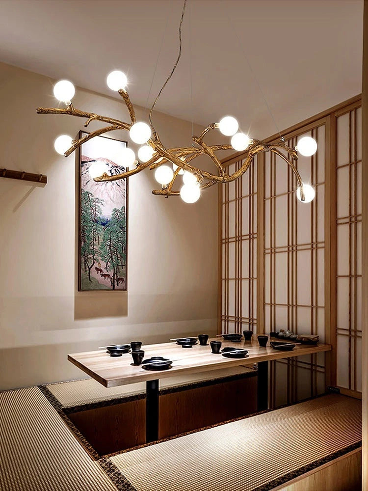 Restaurant Chandelier Decorative Tree Branch Lights Zen Japanese Wabi-sabi Wind Lamps 