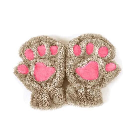 Winter Lovely Half Cover Paw Bear Cat Claw Gloves Short Finger 