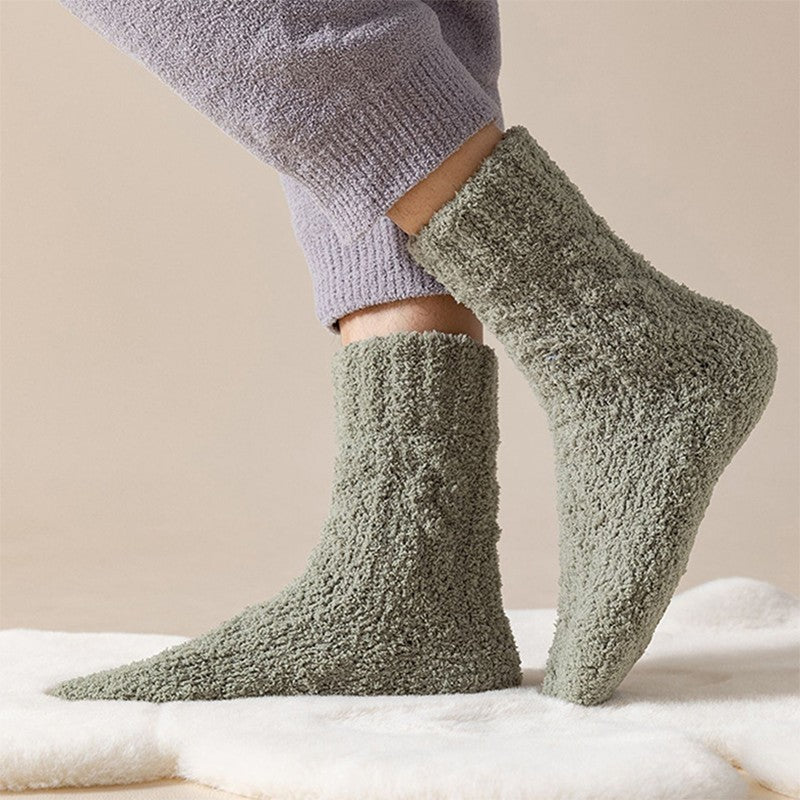 Winter Warm Fuzzy Coral Fleece Socks Women Men Velvet Thickened Home Sleepping Floor Socks 