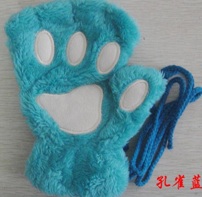 Winter Lovely Half Cover Paw Bear Cat Claw Gloves Short Finger 