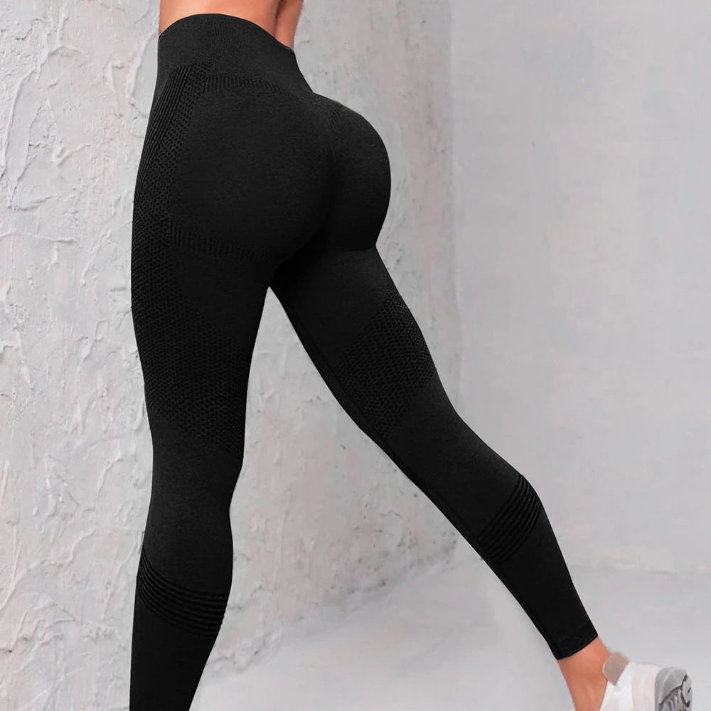 High Waist Seamless Yoga Pants Women's Solid Color Dot Striped Print Butt Lifting Leggings Fitness Running Sport Gym Legging Outfits 