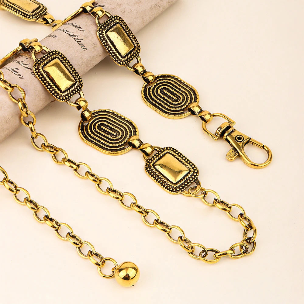 European And American Cross Border Waist Chain Ladies Boho Style Fashion Versatile Belt Thin Metal Chain Decorative Skirt 