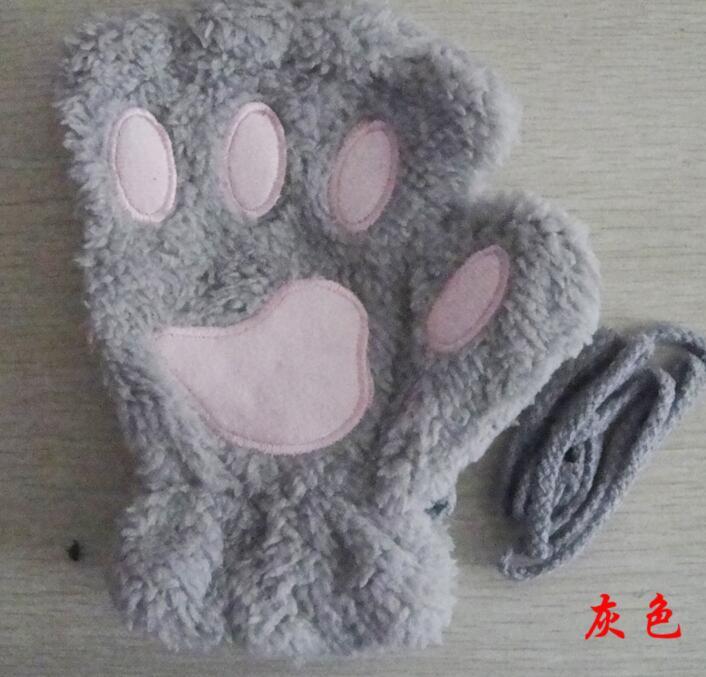 Winter Lovely Half Cover Paw Bear Cat Claw Gloves Short Finger 