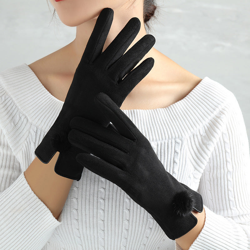 Suede Glove Warm Finger Gloves 