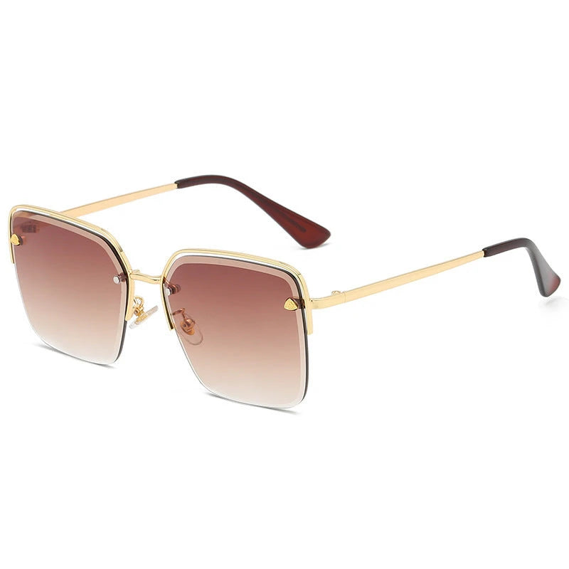 Personality Trend Sunglasses Summer Half Metal Frame Two-color Gradient PC Lens Fashion Glasses 