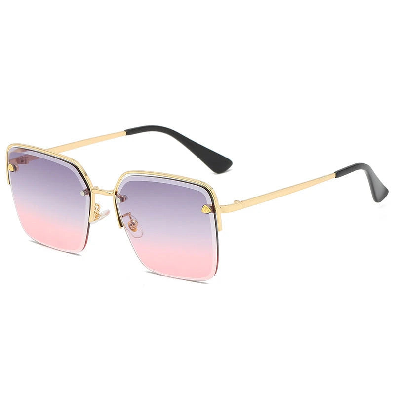 Personality Trend Sunglasses Summer Half Metal Frame Two-color Gradient PC Lens Fashion Glasses 