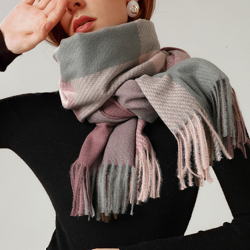 New Cashmere Tassel Thickened Cold And Warm Scarf 