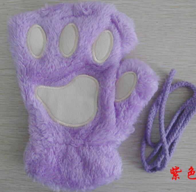 Winter Lovely Half Cover Paw Bear Cat Claw Gloves Short Finger 