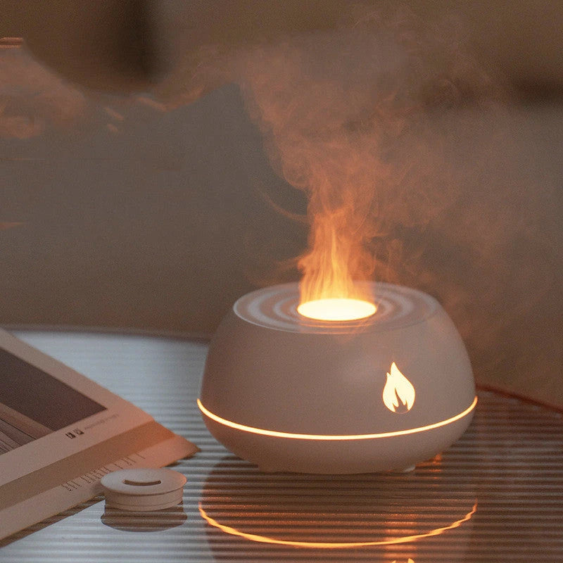 Flame Humidifier Aromatherapy Diffuser 7 Colors Light Home Air Humidifier 130ML USB Room Fragrance Essential Oil Diffuser 