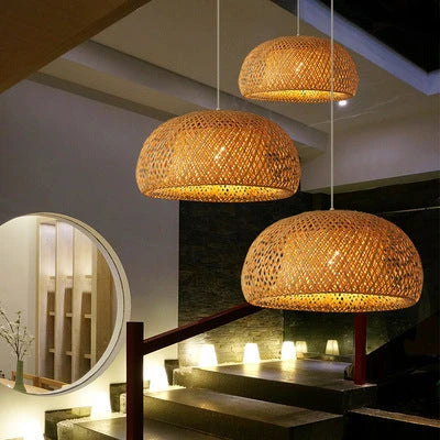 Bamboo Woven Simple Japanese Creative Pastoral Chandelier 