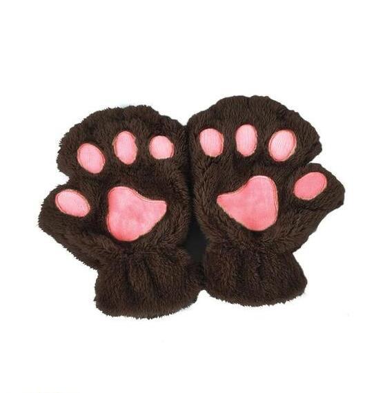 Winter Lovely Half Cover Paw Bear Cat Claw Gloves Short Finger 