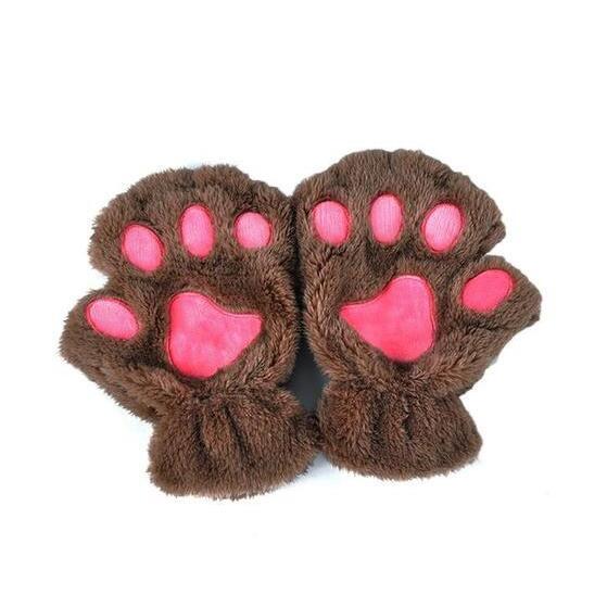 Winter Lovely Half Cover Paw Bear Cat Claw Gloves Short Finger 