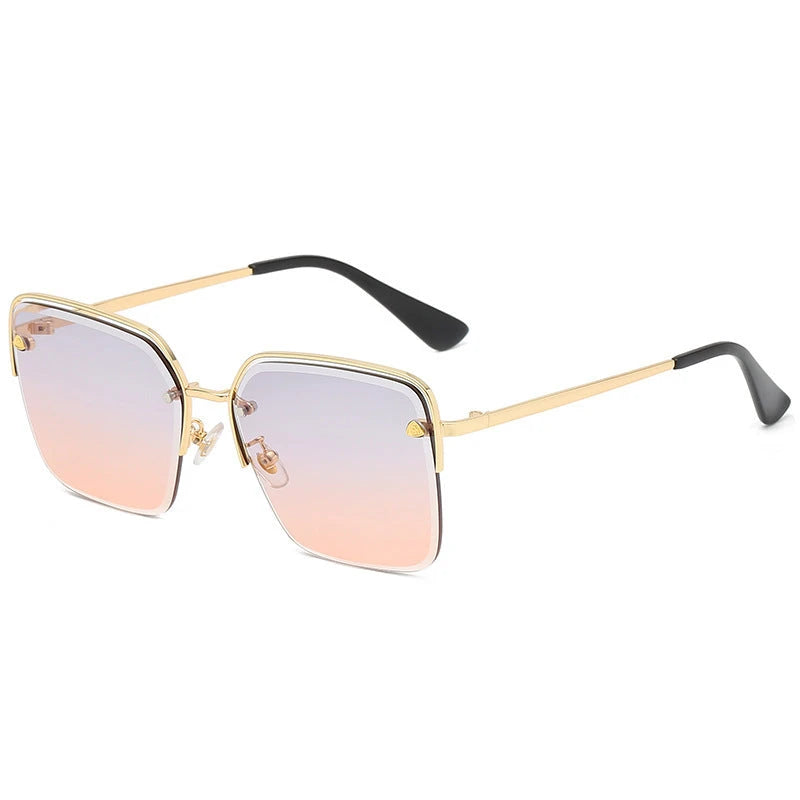 Personality Trend Sunglasses Summer Half Metal Frame Two-color Gradient PC Lens Fashion Glasses 