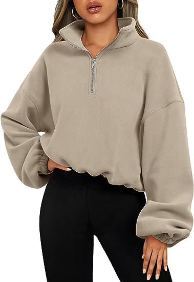 Loose Sport Pullover Hoodie Women Winter Solid Color Zipper Stand Collar Sweatshirt Thick Warm Clothing 