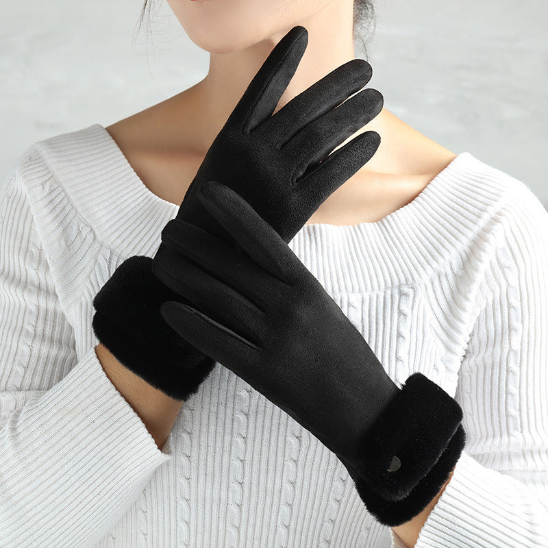 Suede Glove Warm Finger Gloves 