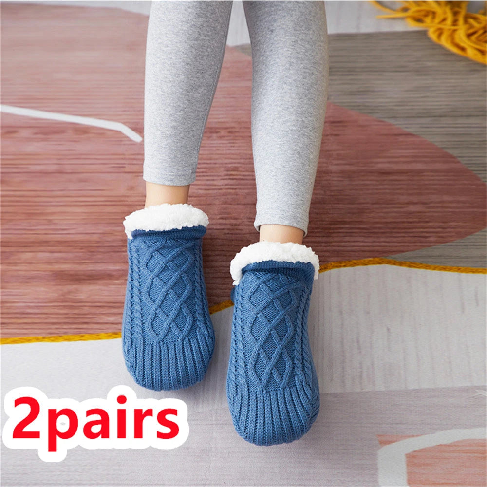 Winter Woolen Socks Women Thicken Warm Home Bedroom Socks Slippers Men Non-slip Foot Warmer Snow Socks Calcetines Mujer 