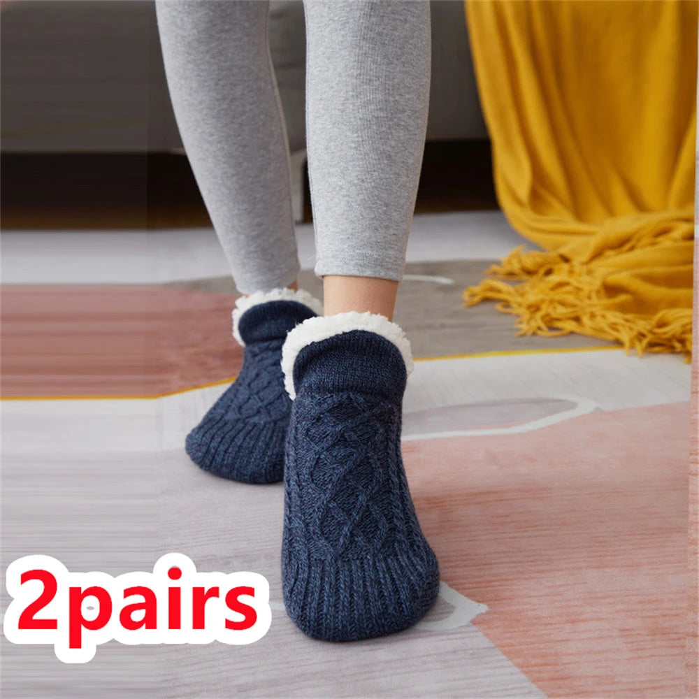 Winter Woolen Socks Women Thicken Warm Home Bedroom Socks Slippers Men Non-slip Foot Warmer Snow Socks Calcetines Mujer 