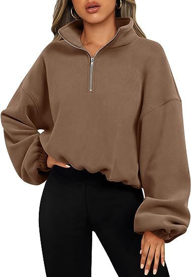 Loose Sport Pullover Hoodie Women Winter Solid Color Zipper Stand Collar Sweatshirt Thick Warm Clothing 