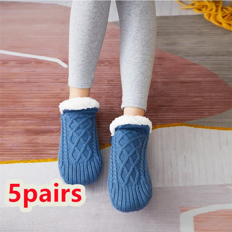 Winter Woolen Socks Women Thicken Warm Home Bedroom Socks Slippers Men Non-slip Foot Warmer Snow Socks Calcetines Mujer 