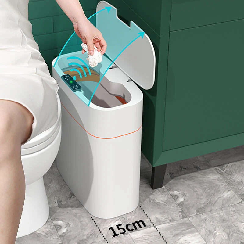 Smart Trash Can With Lid For Bedroom And Living Room Kitchen Storage Box Trash Can Induction Small Car Box Automatic Smart Dustbin Smart Trash Bin 