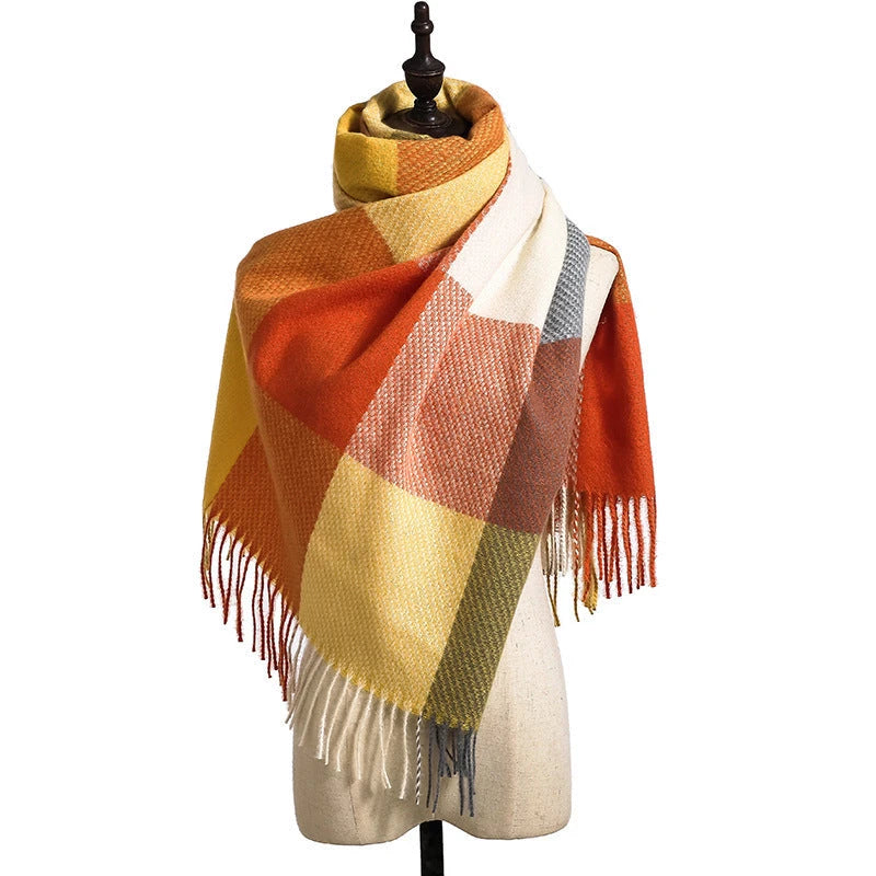 New Cashmere Tassel Thickened Cold And Warm Scarf 