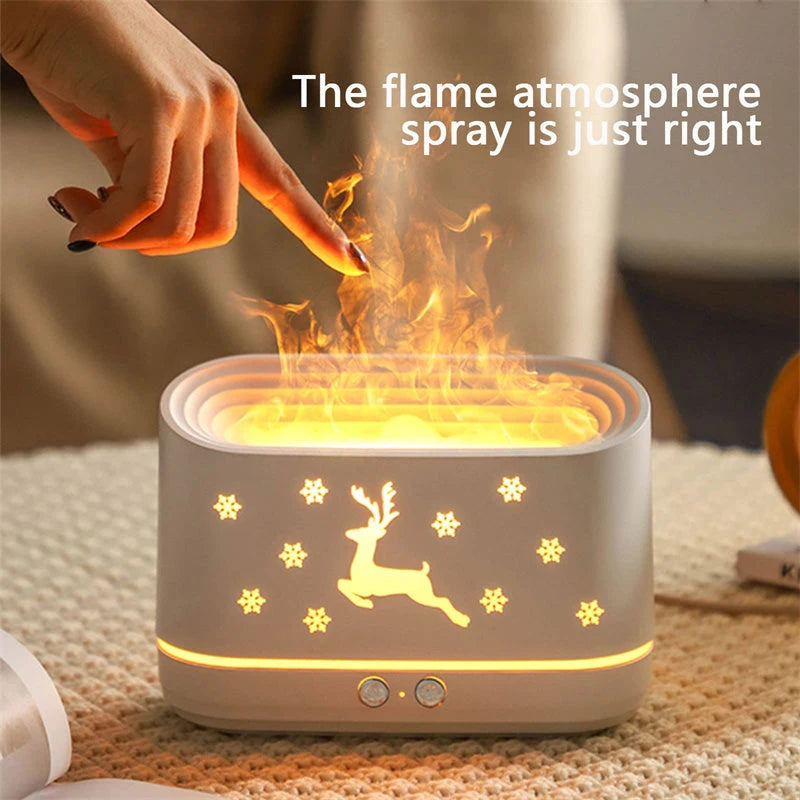 Elk Flame Humidifier Diffuser Mute Household Atmosphere Lamp Christmas Home Decorations 