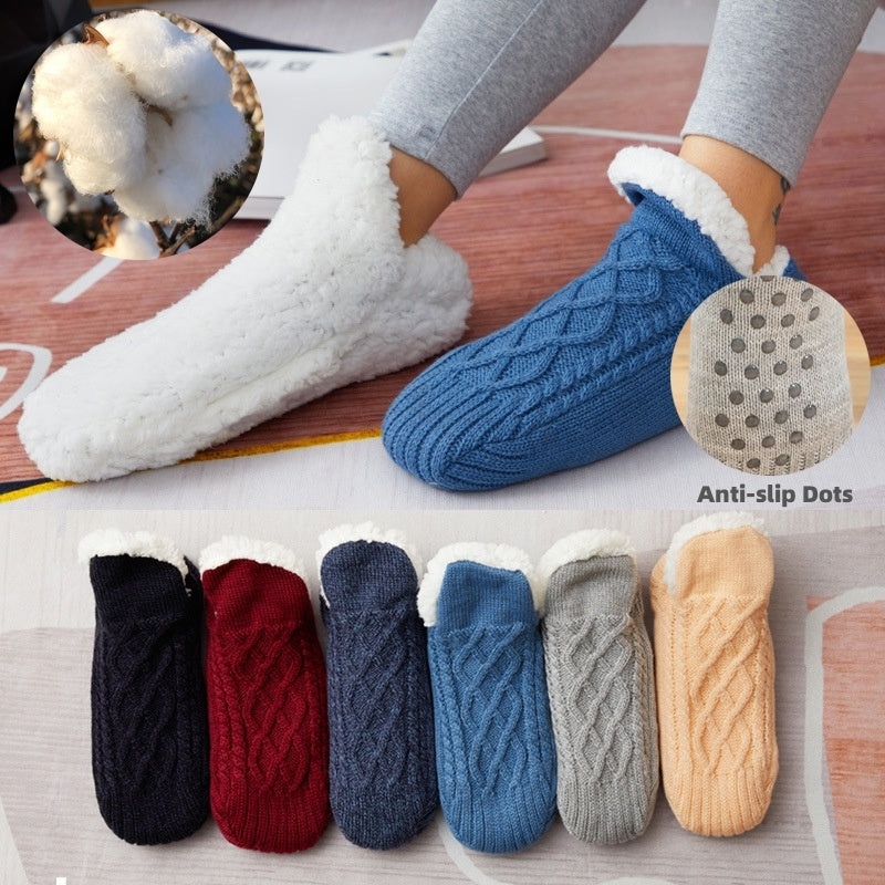 Winter Woolen Socks Women Thicken Warm Home Bedroom Socks Slippers Men Non-slip Foot Warmer Snow Socks Calcetines Mujer 