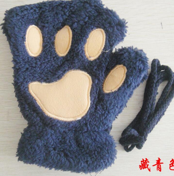 Winter Lovely Half Cover Paw Bear Cat Claw Gloves Short Finger 