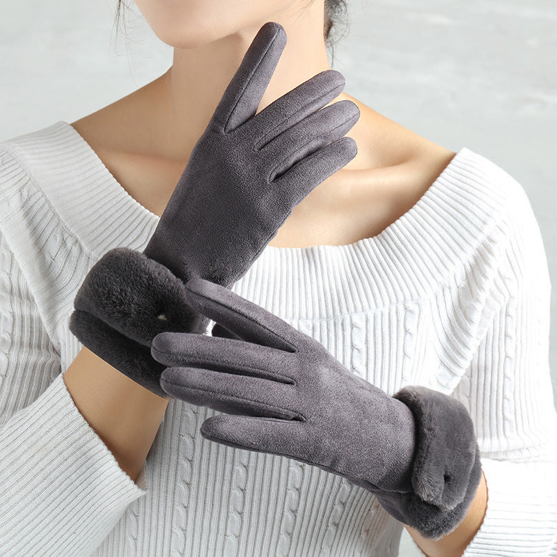 Suede Glove Warm Finger Gloves 