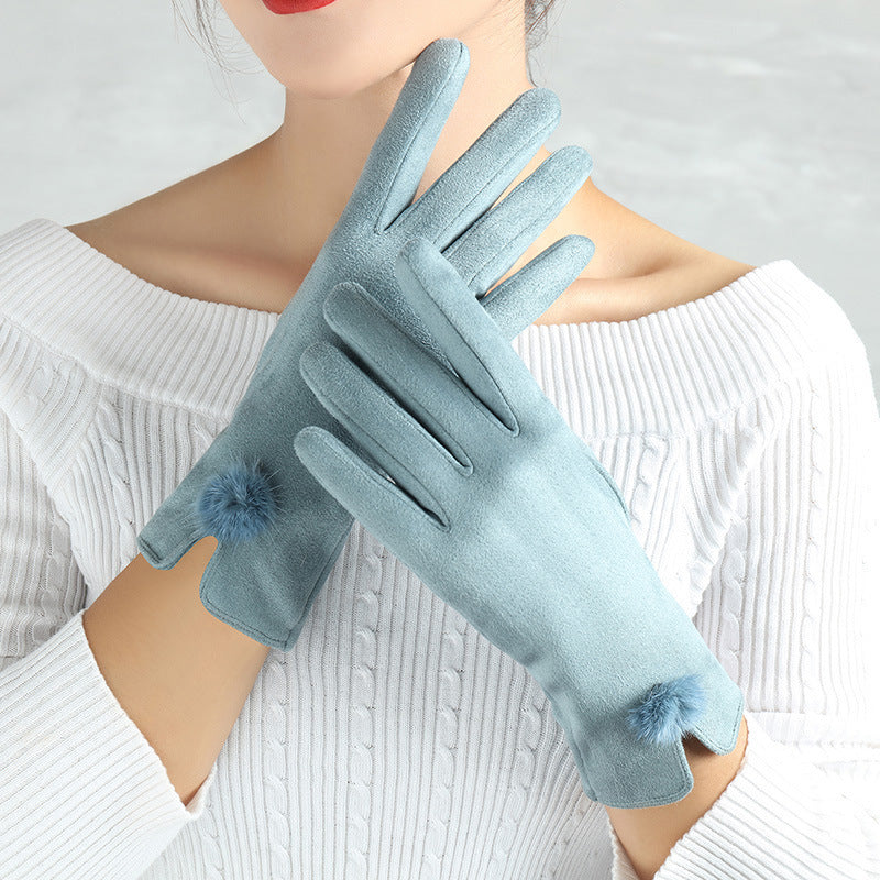 Suede Glove Warm Finger Gloves 