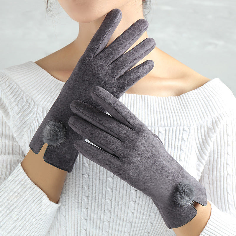 Suede Glove Warm Finger Gloves 