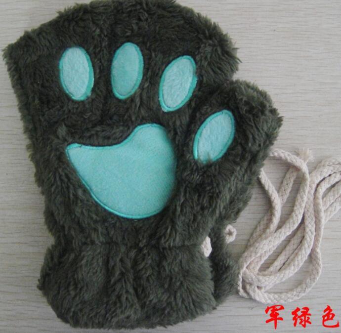 Winter Lovely Half Cover Paw Bear Cat Claw Gloves Short Finger 