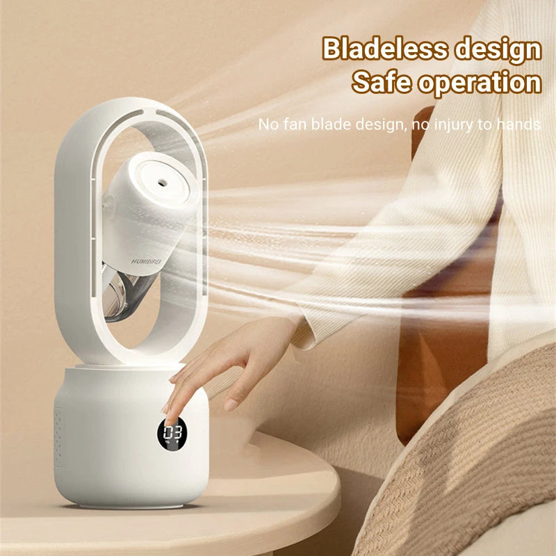 Summer Water Cooled Spray Mist Electric Fan USB Rechargeable Portable Wireless Air Humidifier Bladeless Ventilator Table Fan 