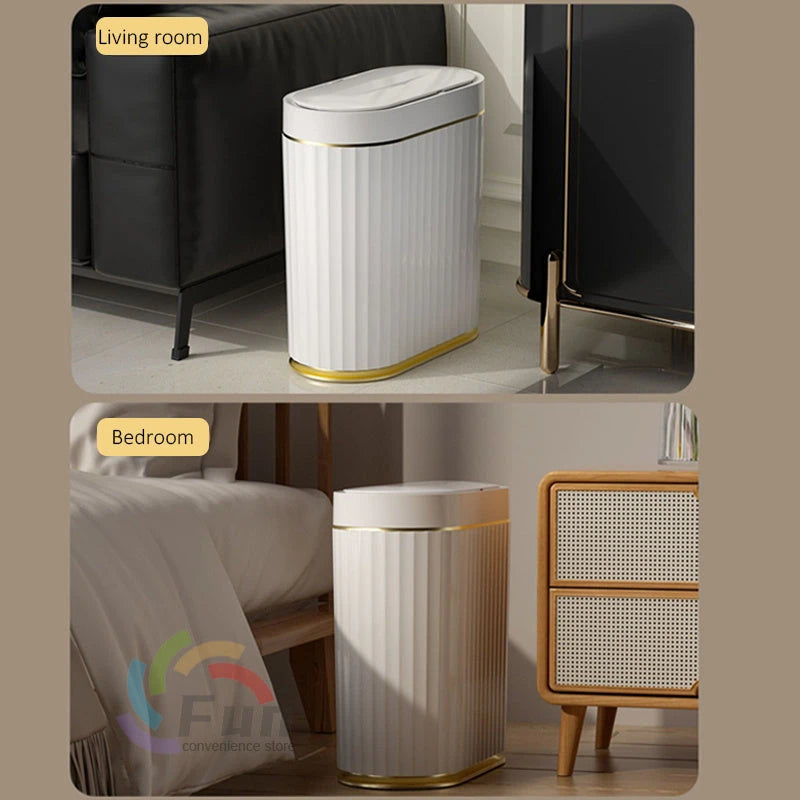 Smart Trash Can With Lid For Bedroom And Living Room Kitchen Storage Box Trash Can Induction Small Car Box Automatic Smart Dustbin Smart Trash Bin 