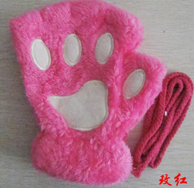 Winter Lovely Half Cover Paw Bear Cat Claw Gloves Short Finger 