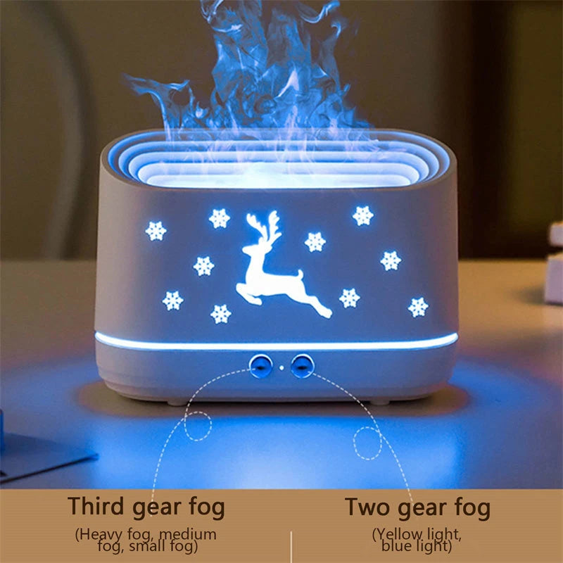 Elk Flame Humidifier Diffuser Mute Household Atmosphere Lamp Christmas Home Decorations 