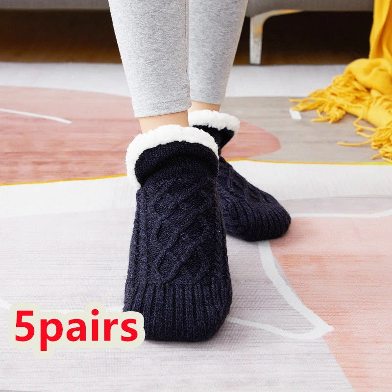 Winter Woolen Socks Women Thicken Warm Home Bedroom Socks Slippers Men Non-slip Foot Warmer Snow Socks Calcetines Mujer 