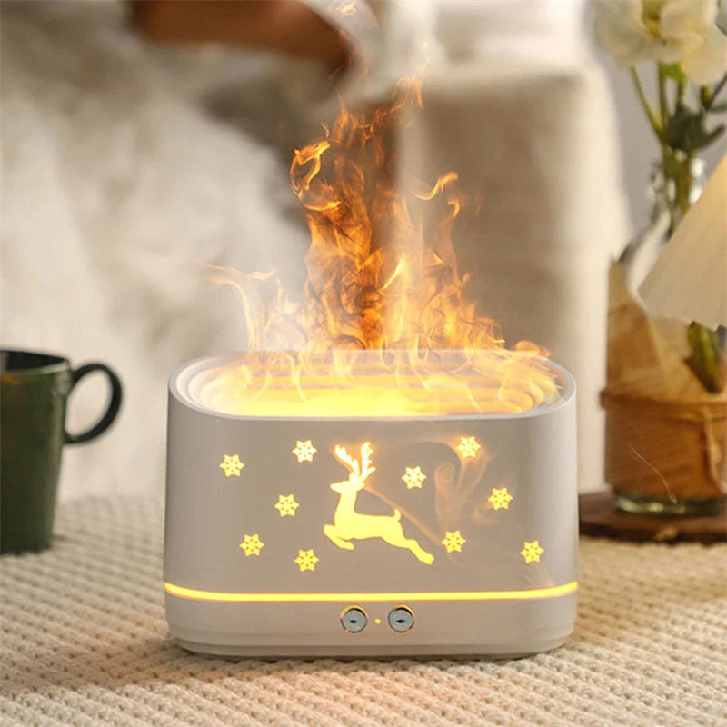 Elk Flame Humidifier Diffuser Mute Household Atmosphere Lamp Christmas Home Decorations 